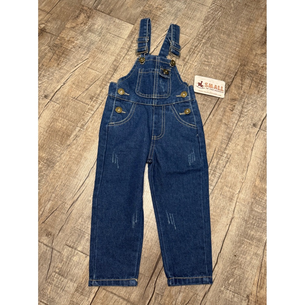 Infant Denim Overalls Dark Wash Distressed 6-12M 2XS